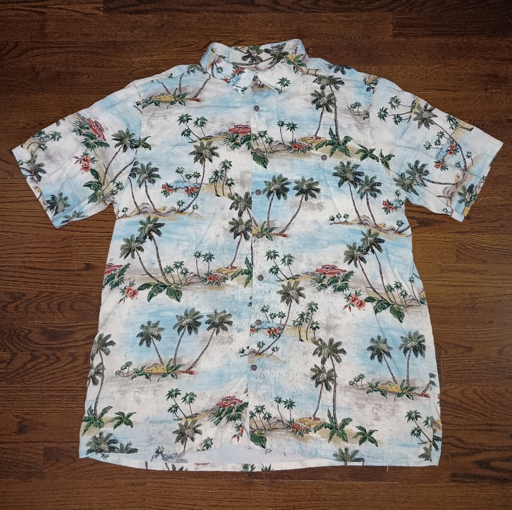 Mens Campia Moda Classic Car Easy Care 100% Rayon Hawaiian Shirt Tony Soprano